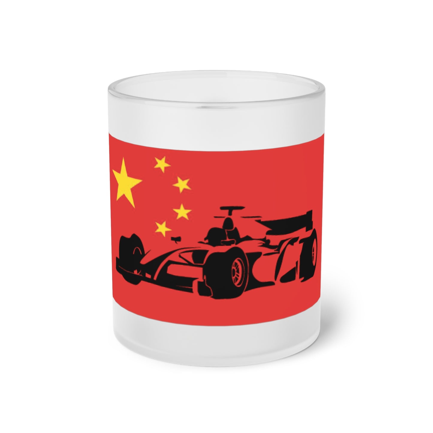 Chinese Racing Frosted Glass Mug