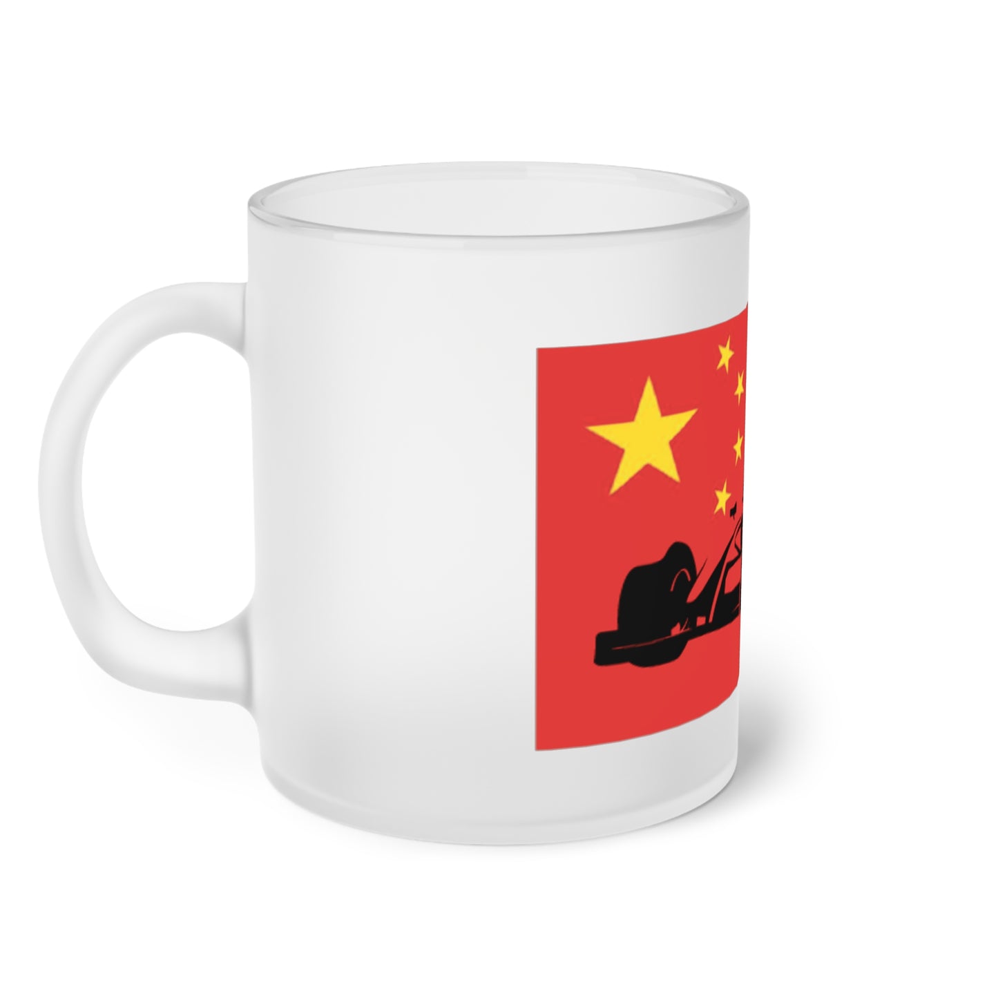 Chinese Racing Frosted Glass Mug